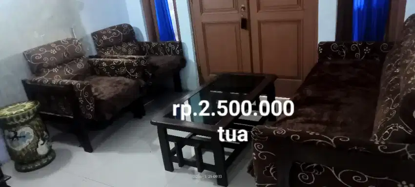 Meja kursi sofa jati tua coklat bekas dah plitur