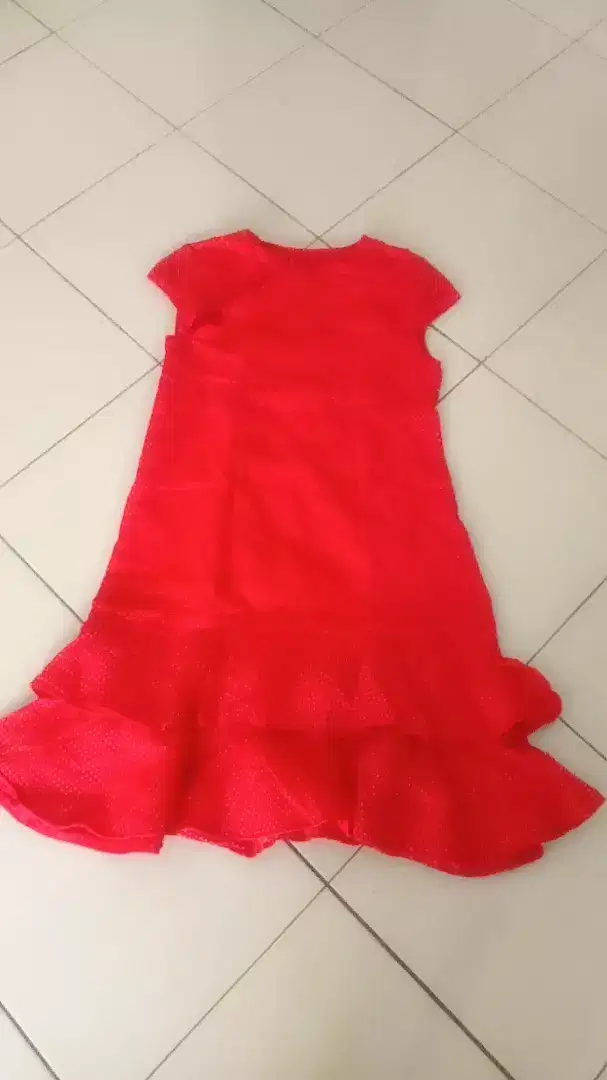 Dress katun jepang super merah cerah