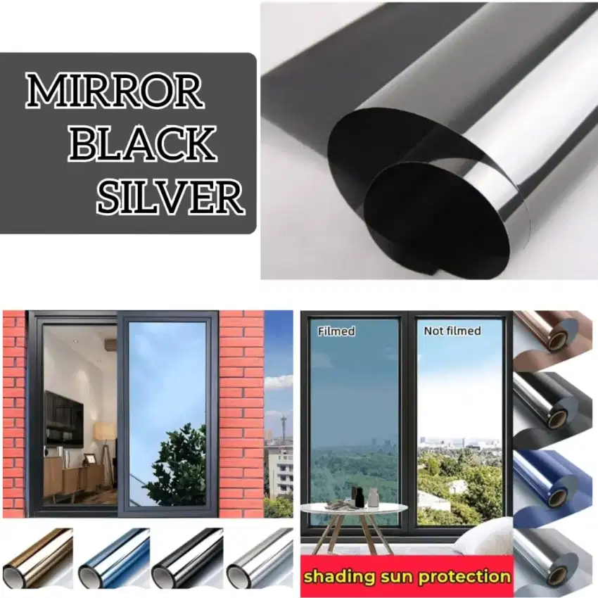 Kaca film one way cermin kaca film black silver