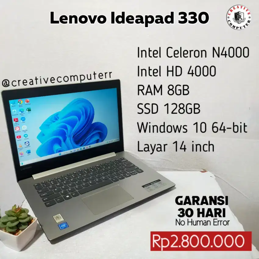 Lenovo 330, ram 8gb, SSD 128gb, garansi 30 hari