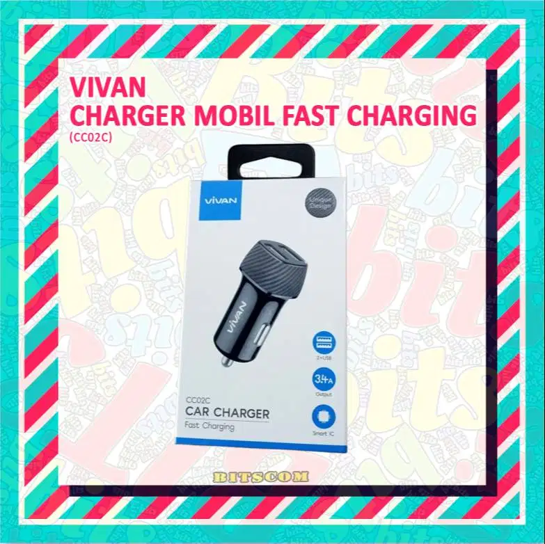 Charger Mobil Dual USB Vivan CC02C Fast Charging