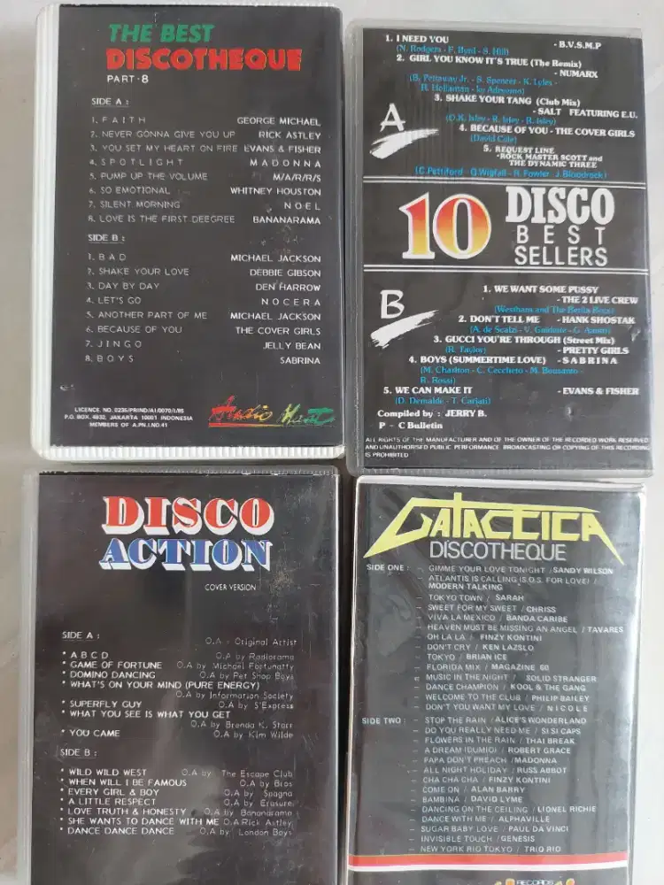 Kaset pita Disco, Lagu dll