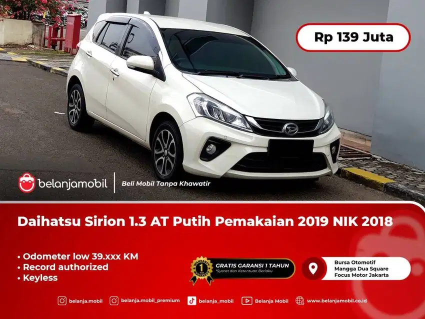 [ LOW KM ] Daihatsu Sirion 1.3 AT Putih Pemakaian 2019 NIK 2018