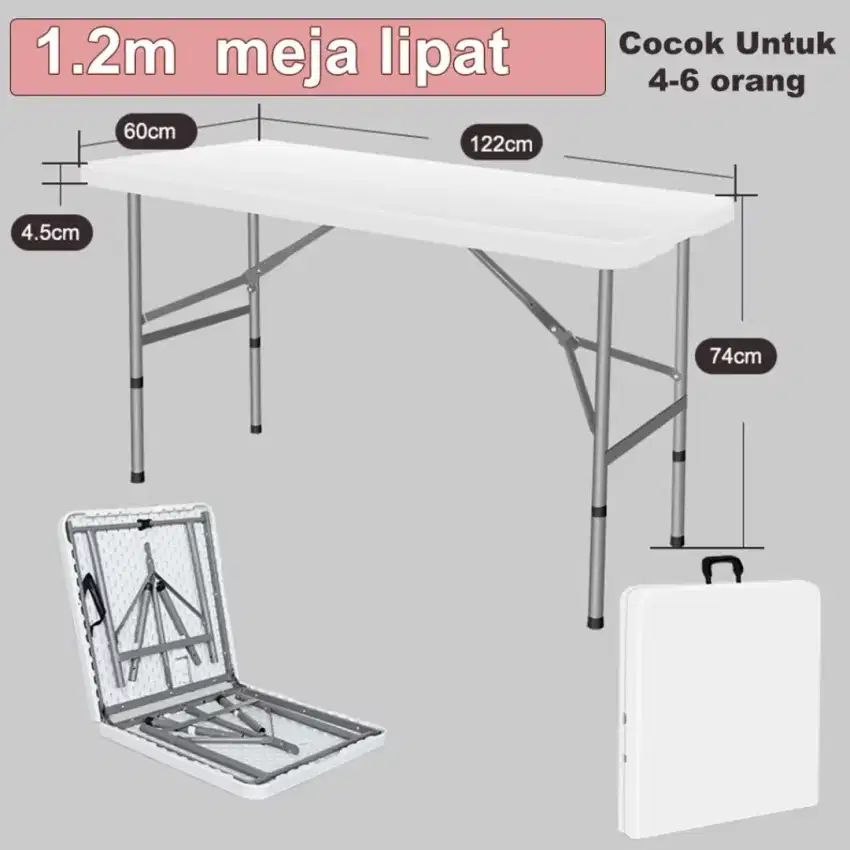 Baru meja Lipat 2 Portabel serbaguna multifungsi 1.2 meter