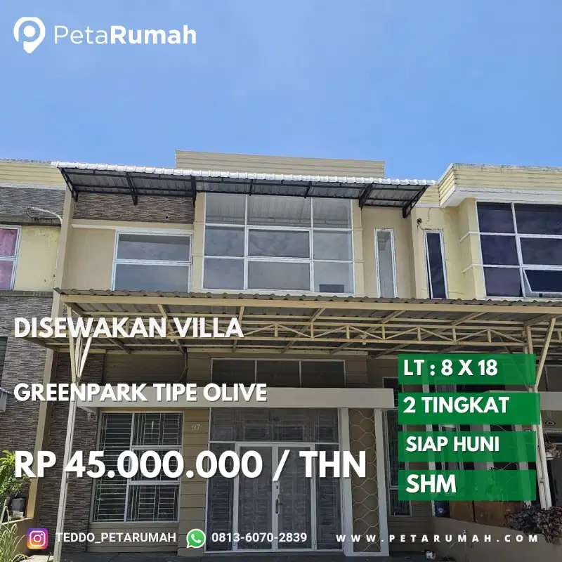 disewakan villa greenpark siap huni daerah titi kuning