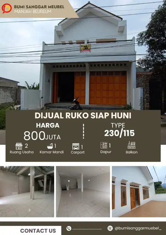 Dijual Ruko siap huni 2 lantay cileunyi kab bandung