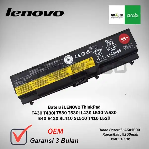 Baterai Laptop Lenv Thinkpad E420 L410 L412 L510 SL410 T410 T420 L430