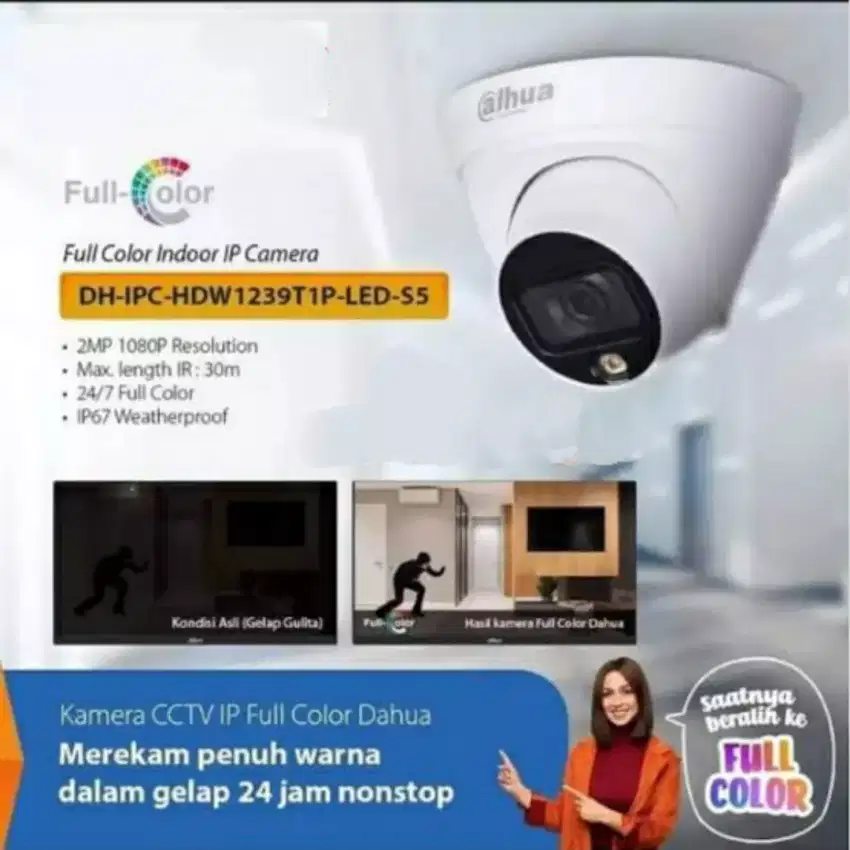 Ipcam cctv dahua full color 2mp