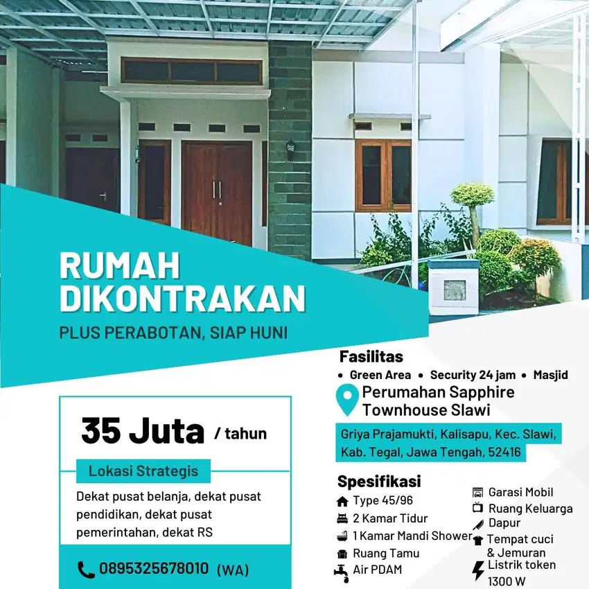 KONTRAKAN RUMAH, FULLY FURNISHED DI SLAWI