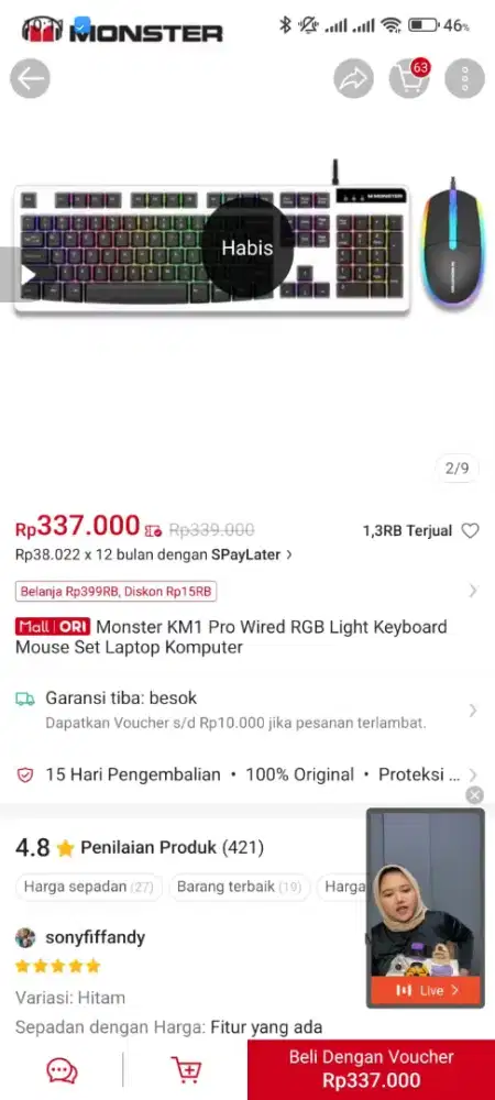 JUAL CPT KEYBOARD MONSTER KM 1 PRO