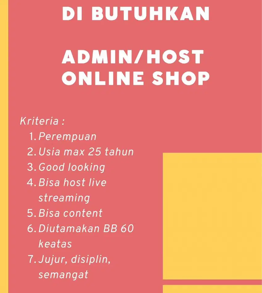 Host live streaming admin online shop