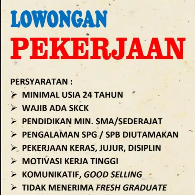 LOKER WANITA SPG