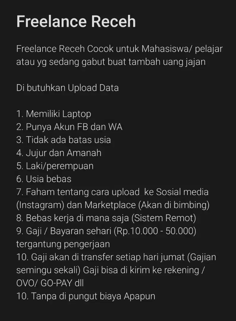 Freelance Receh Upload Data