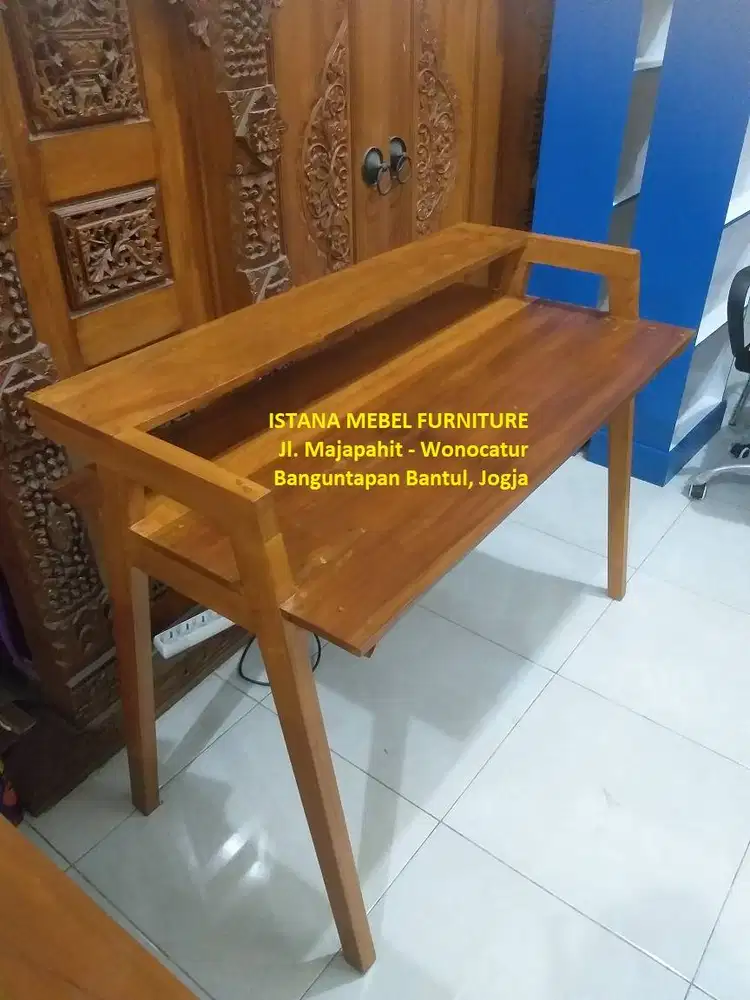 Meja Tulis Laptop Komputer Kerja Kantor Belajar Rak Susun Tingkat Kayu