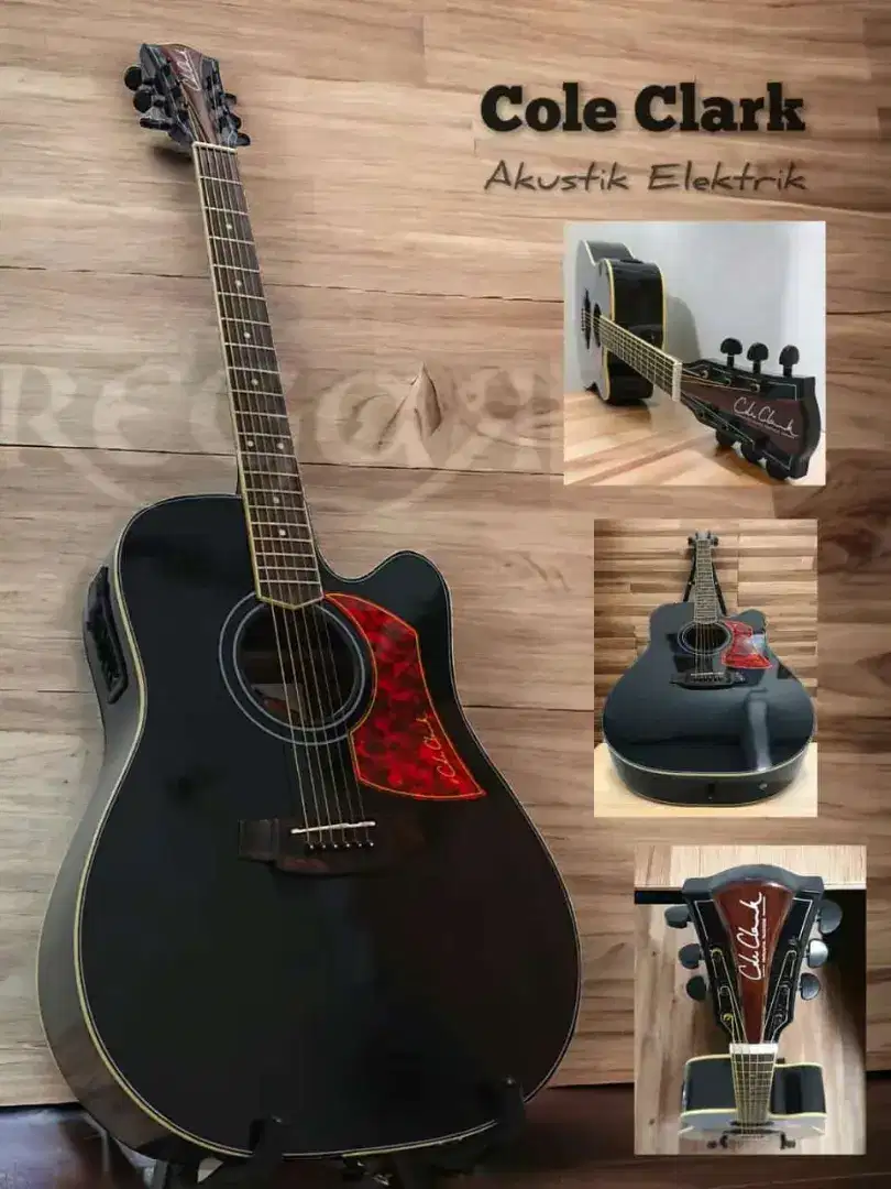 Gitar akustik elektrik Cole Clark hitam