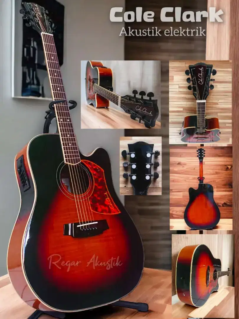 Gitar akustik elektrik Cole Clark sunbrust