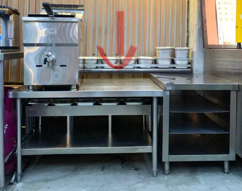 Meja Stainless Gridle / Meja Kompor Stainless 2 susun / Meja Kitchen