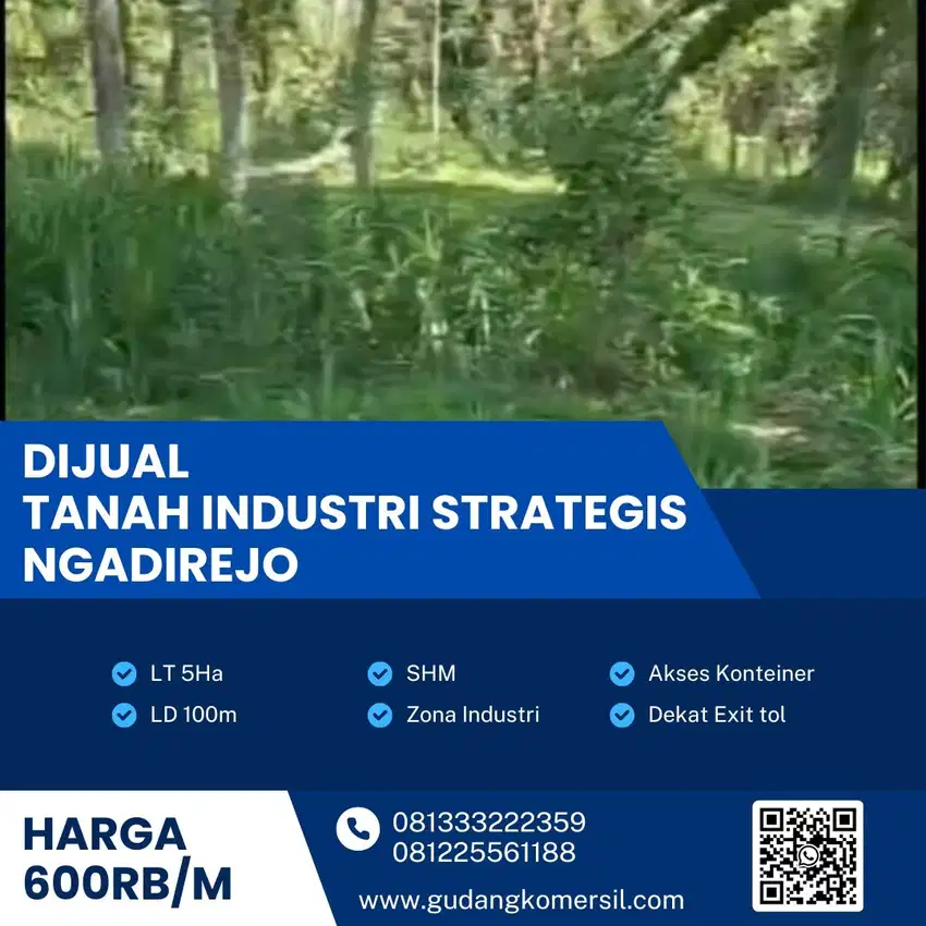 Dijual Lahan Zona Industri,Lokasi Ngadirejo,Temanggung Luas 5 Ha,Bu