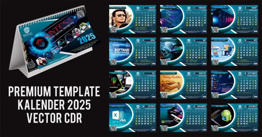 Template Premium Kalender Meja 2025