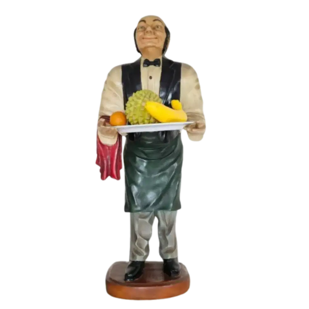 Patung Pelayan Pria Tua Restaurant Dekor