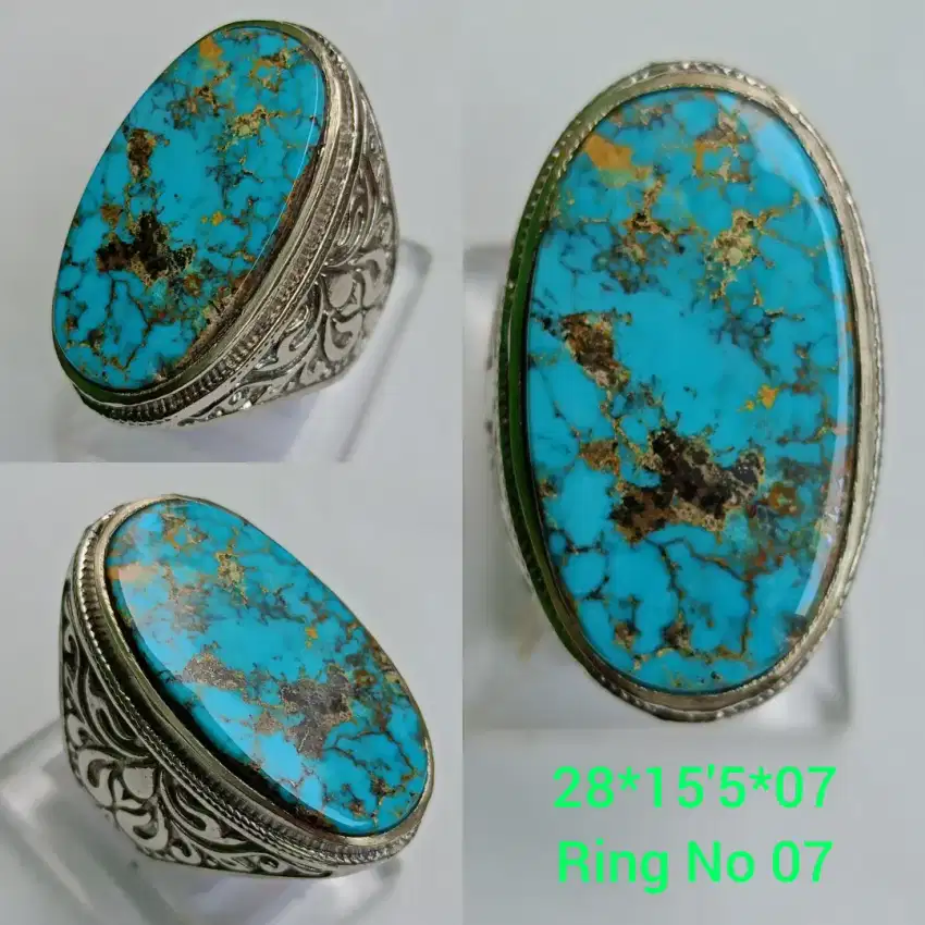 CINCIN BATU PIRUS PERSIA BLUE FANCY URAT EMAS HIGH QUALITY