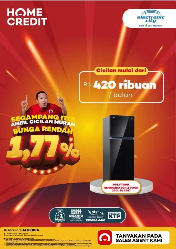 Segampang itu cicilan kulkas inverter 2 pintu polytro promo bunga 1,77