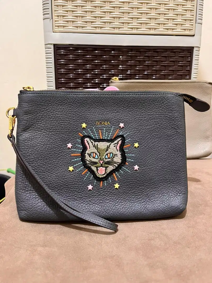 Bonia Pouch Gray Cat Limited Edition