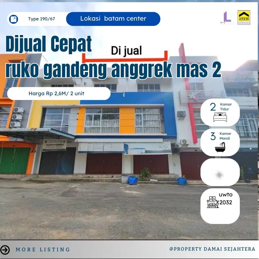 DIJUAL RUKO GANDENG 2 UNIT KAWASAN ANGGREK MAS 2