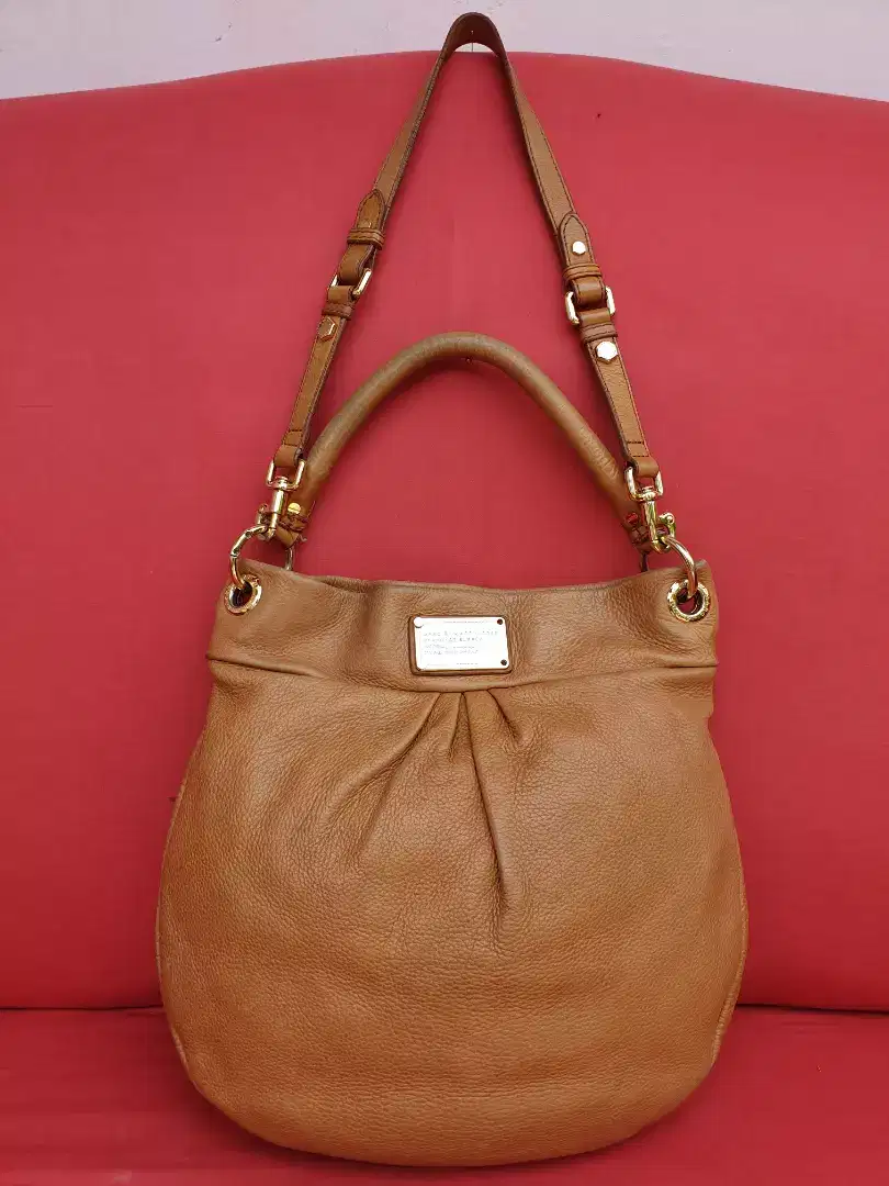 Tas import eks MARC JACOBS coklat keemasan kulit asli tebal