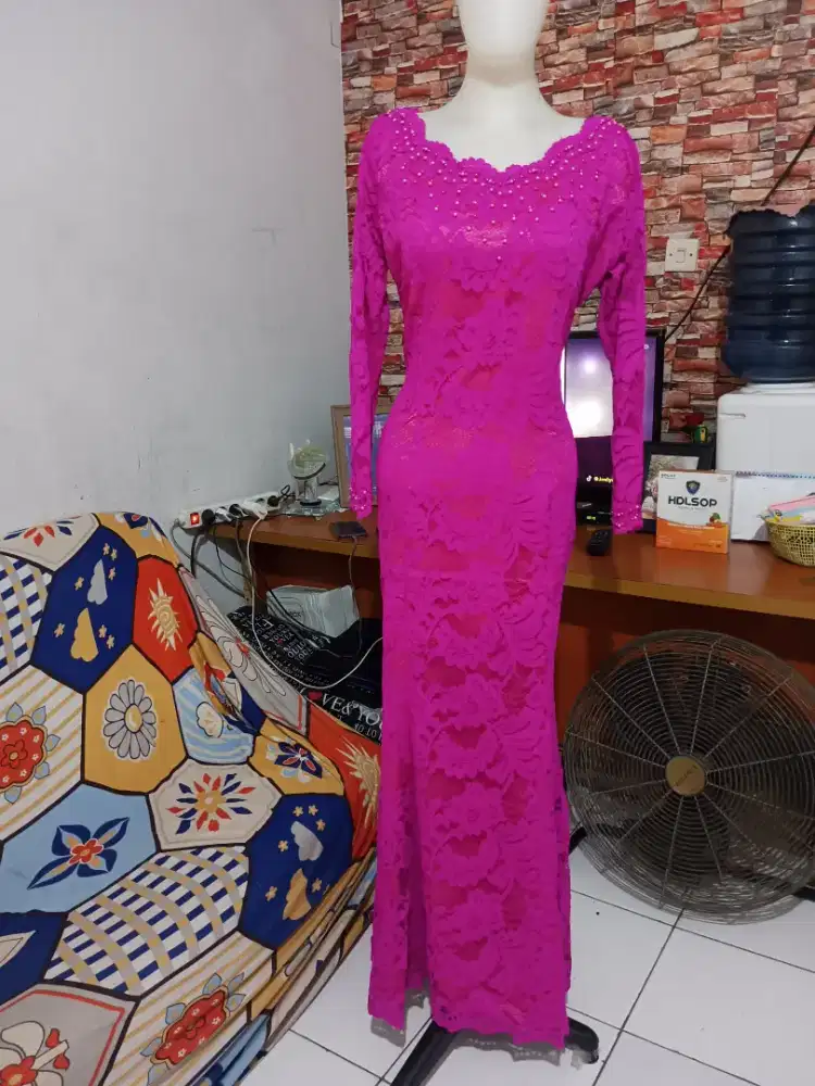 Dress Brokat Pink Fuchia