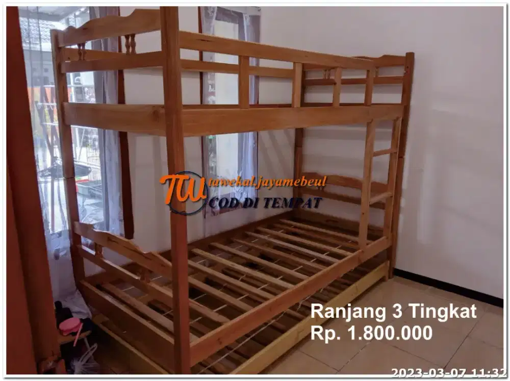(Murah) Ranjang Kayu Ramin Oven Single, Double, Sorong & Tingkat