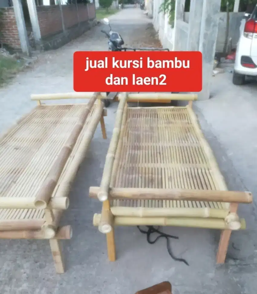 Jual kursi bambu tangga tirai kree rumbia dan laen2