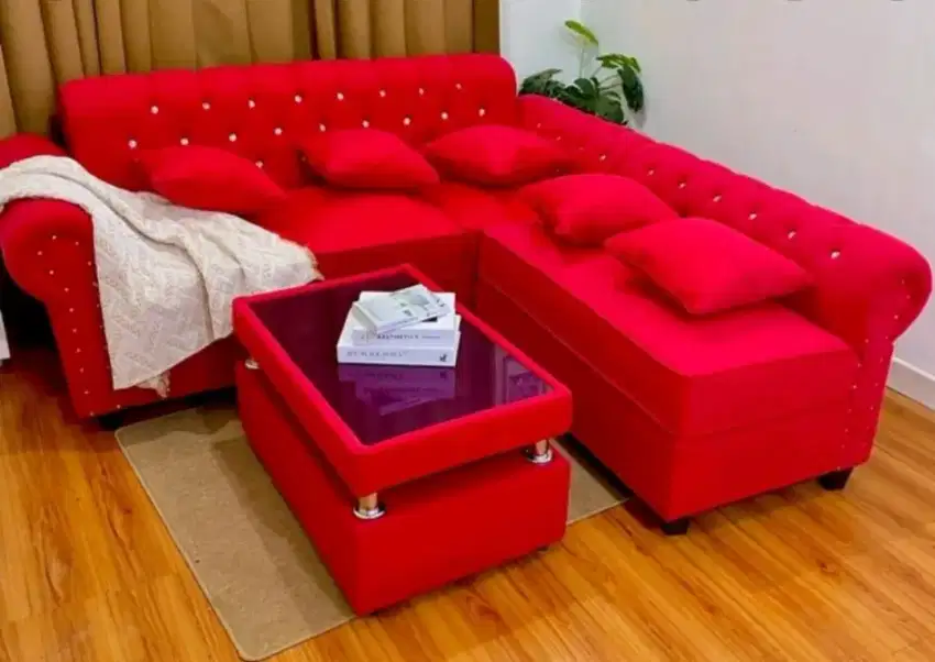 Sofa sudut minimalis plus meja