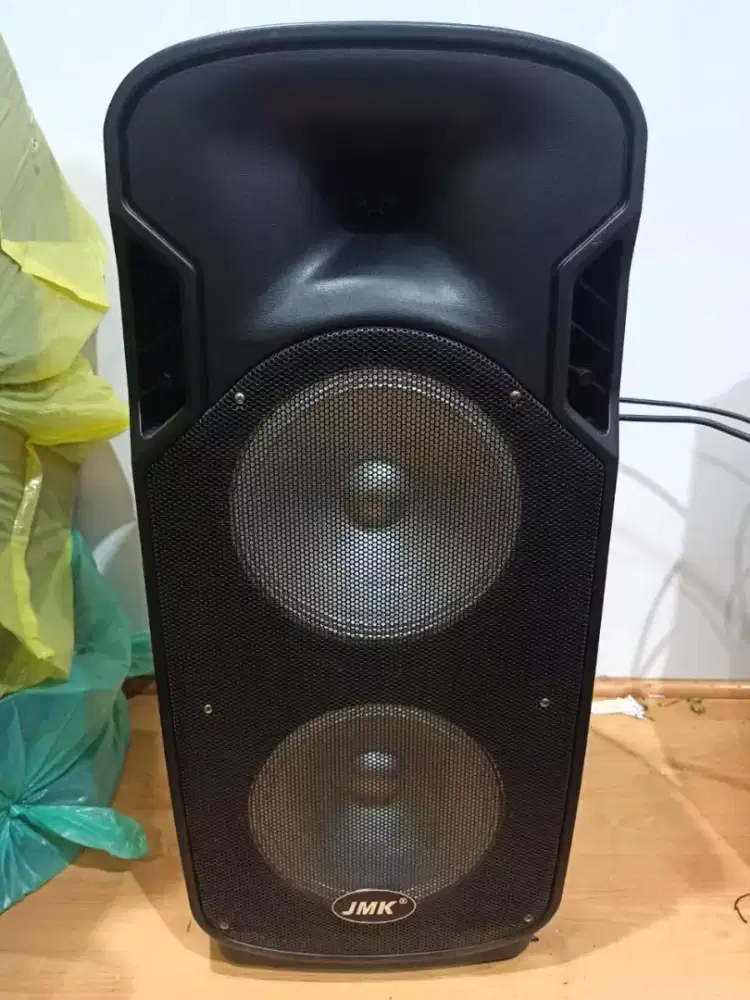 Speaker portabel 2 mic wireless 10x2 DVD USB FM radio Tape BT