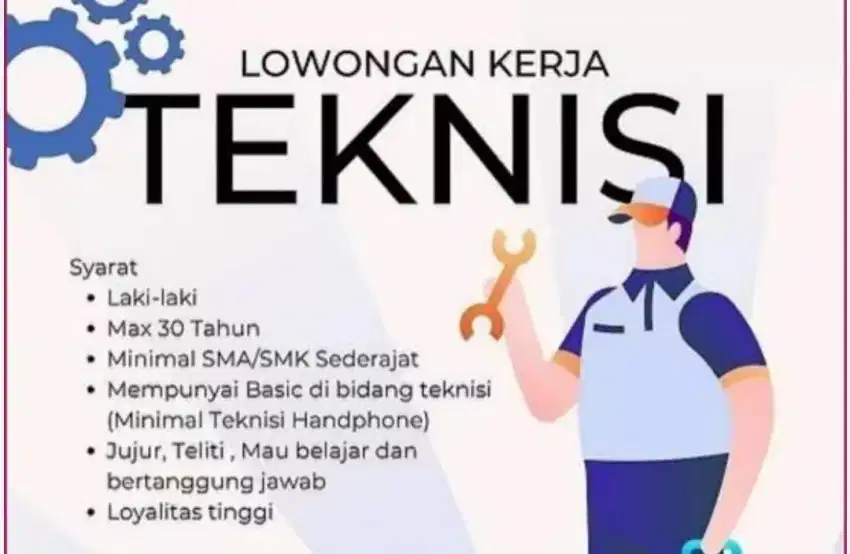 LOKER TEKNISI & ADMIN PENJUALAN ON LINE