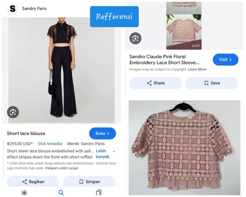 Auth sandro paris[ss 2019 lace crop top blouse]