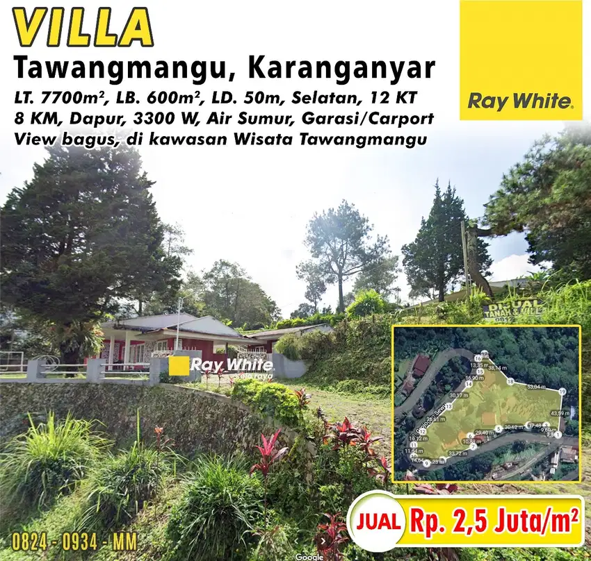 Villa dijual di Tawangmangu cocok di develop jadi Hotel