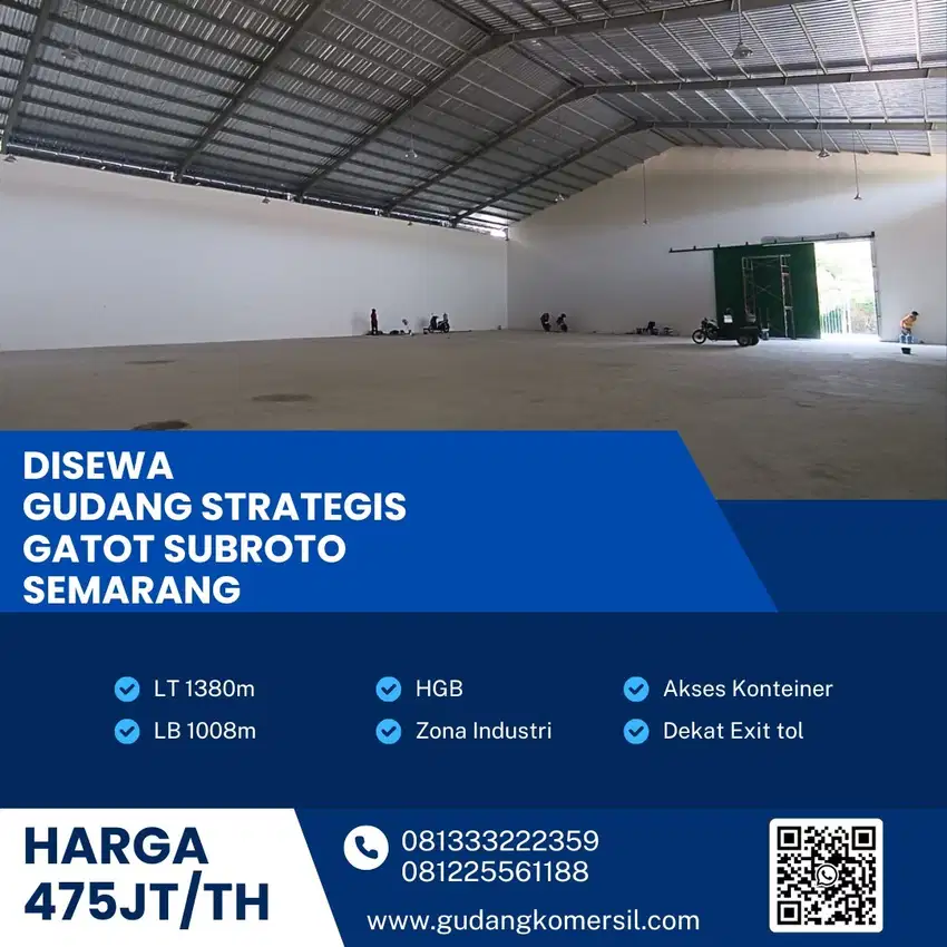 Disewakan Gudang Zona Industri 1380m2 Lokasi Ngaliyan,Semarang