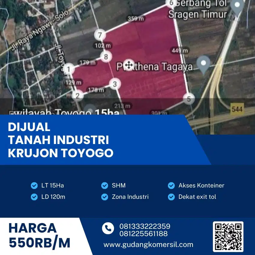 Dijual Lahan Strategis Industri,Lokasi Sambung macan,Sragen,15 Ha,Bu!