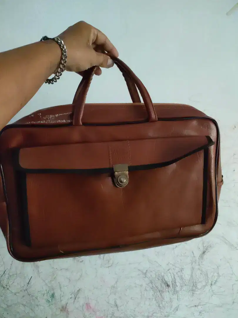 tas briefcase pria kulit coklat