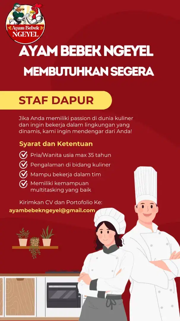 Tukang masak dan waiters depot bebek di sukamenak