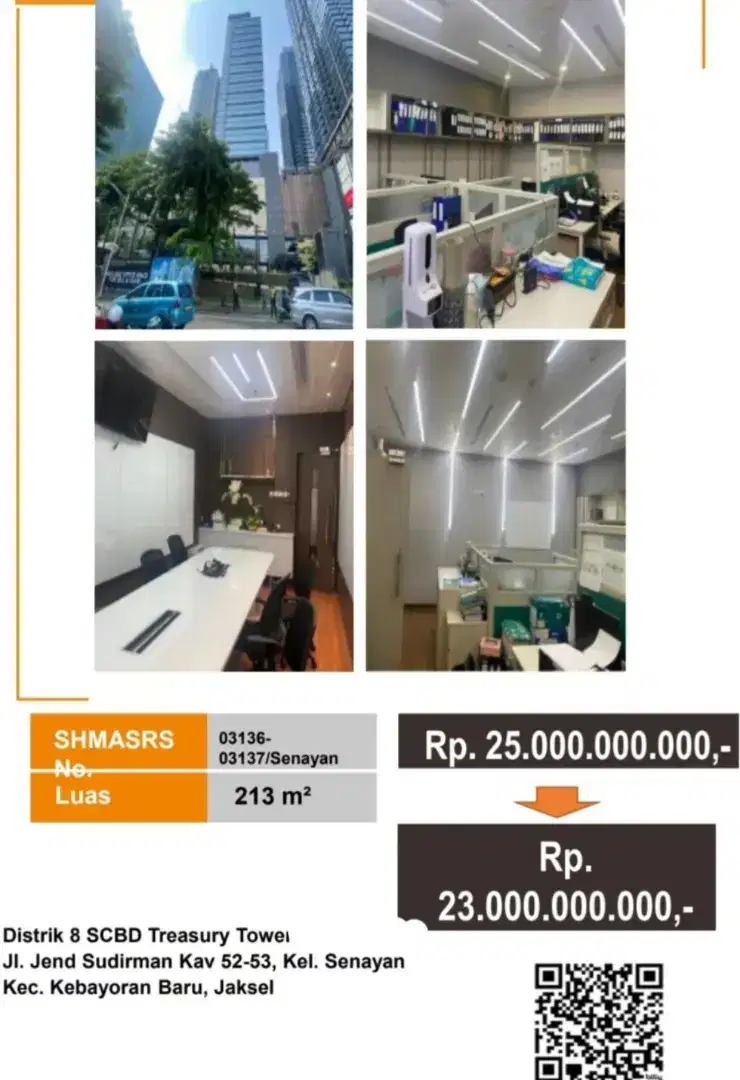 Dijual Gedung Perkantoran District 8 SCBD Treasury Tower