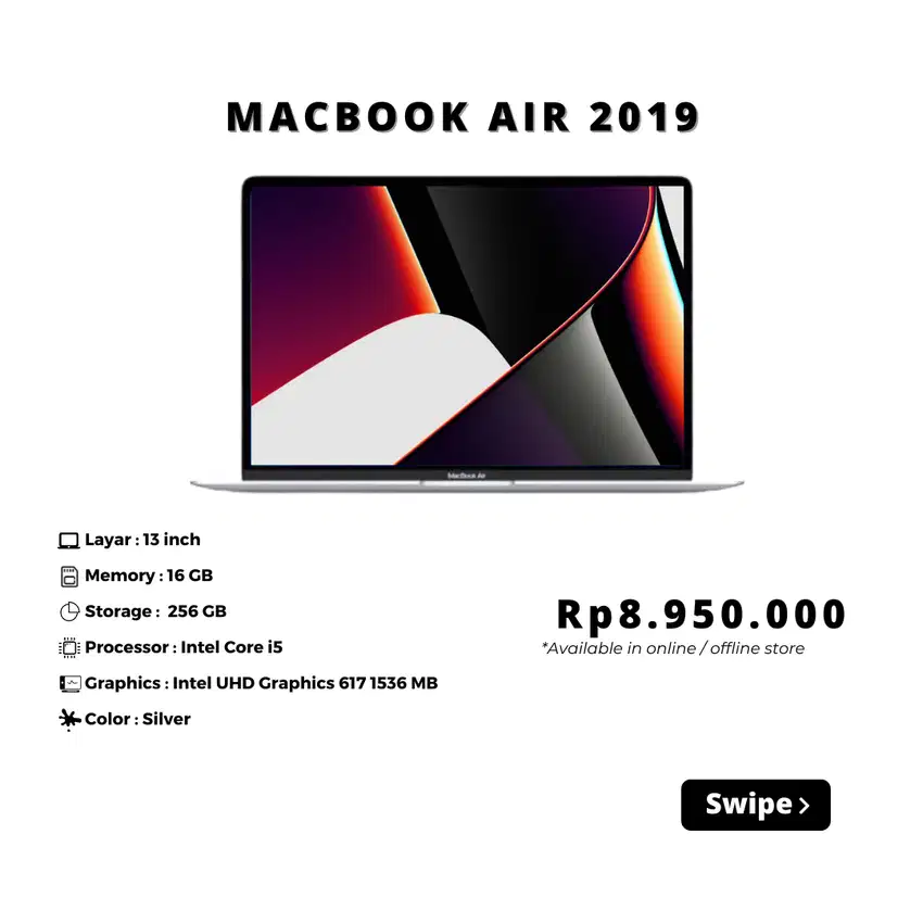 MACBOOK AIR 2019 RAM 16/256 GB 13