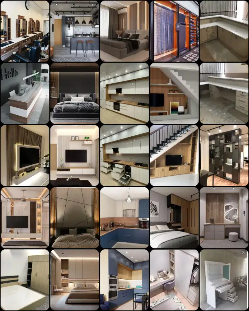 Tempat Tidur , Lemari pakaian , Backdrop Tv , Kitchen Set
