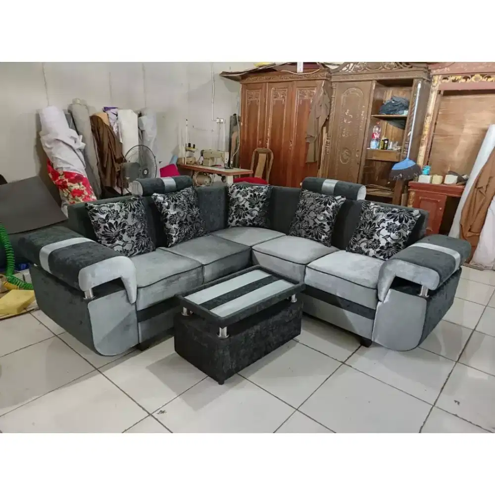 Sofa L sudut mewah
