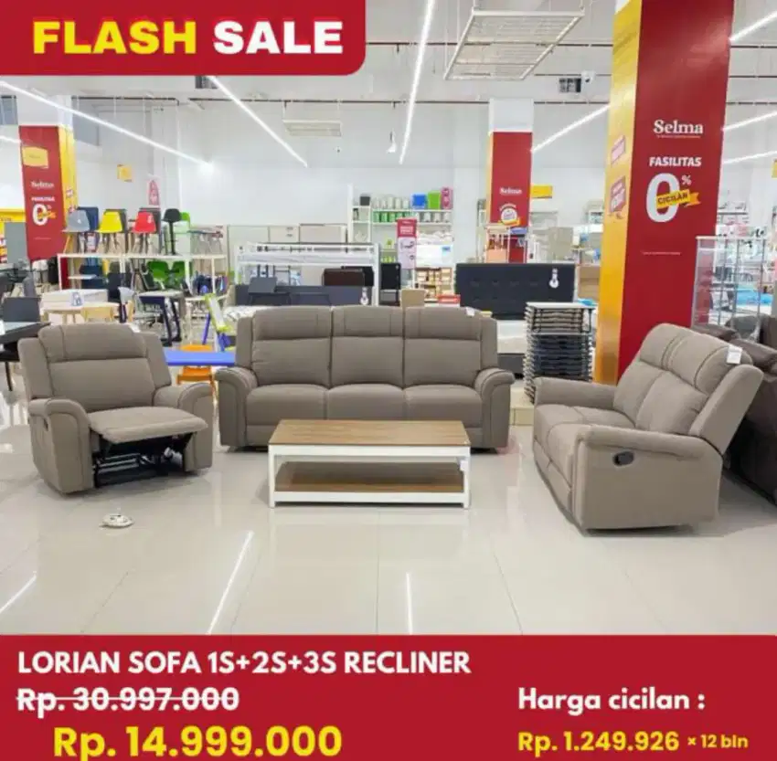 Sofa set reclainer murah