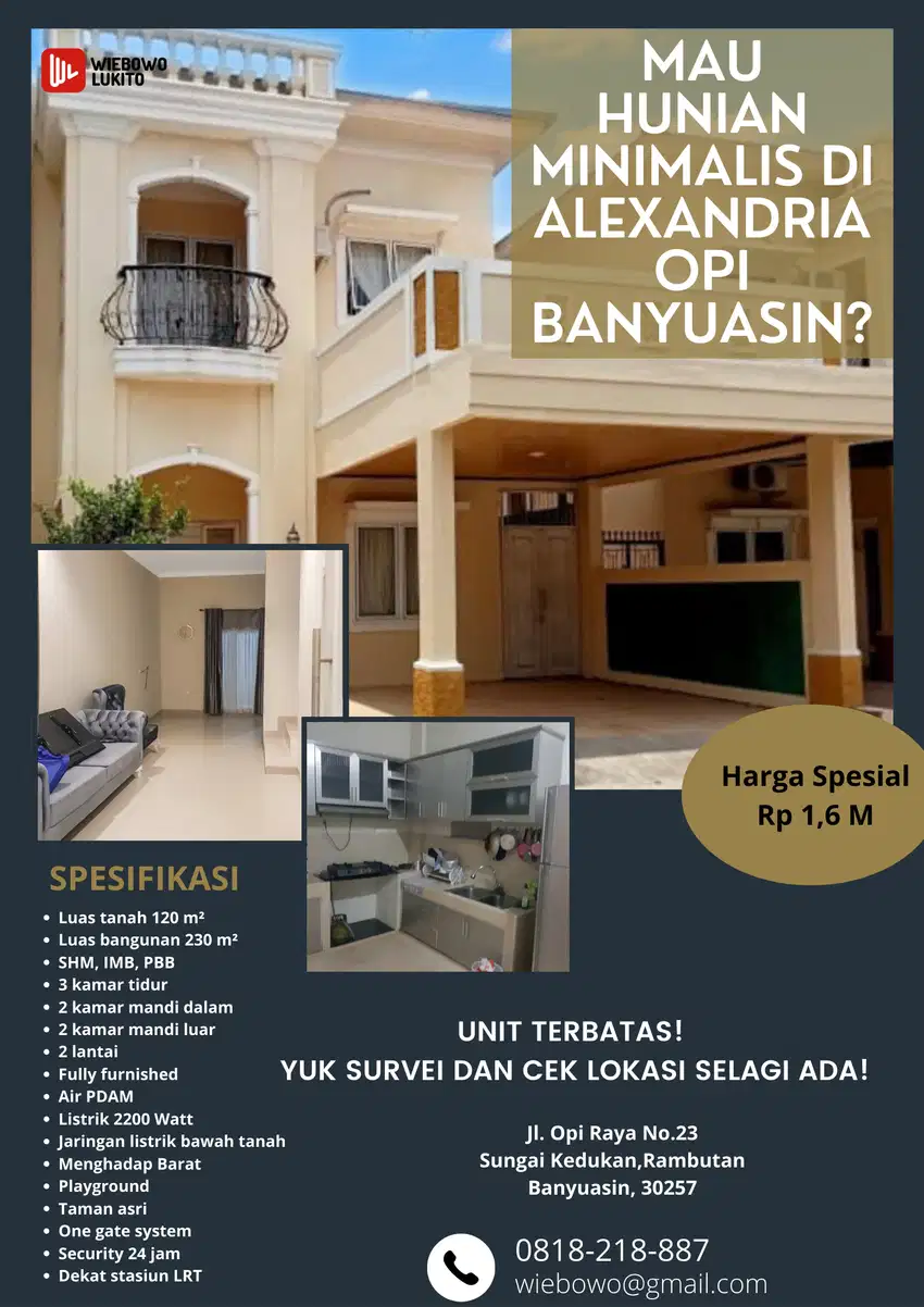 Dijual Rumah Banyuasin - Opi, Perumahan Alexandria