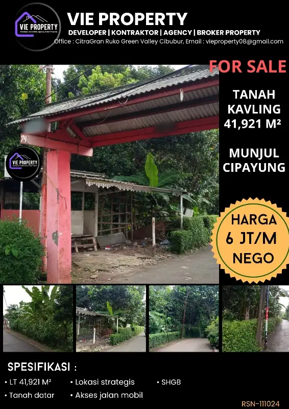 DIJUAL TANAH SELUAS 41,921 M² di MUNJUL JAKTIM