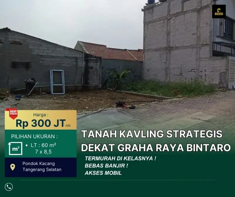 Tanah Kavling Siap Bangun Harga Ekonomis dkt Graha Raya Bintaro