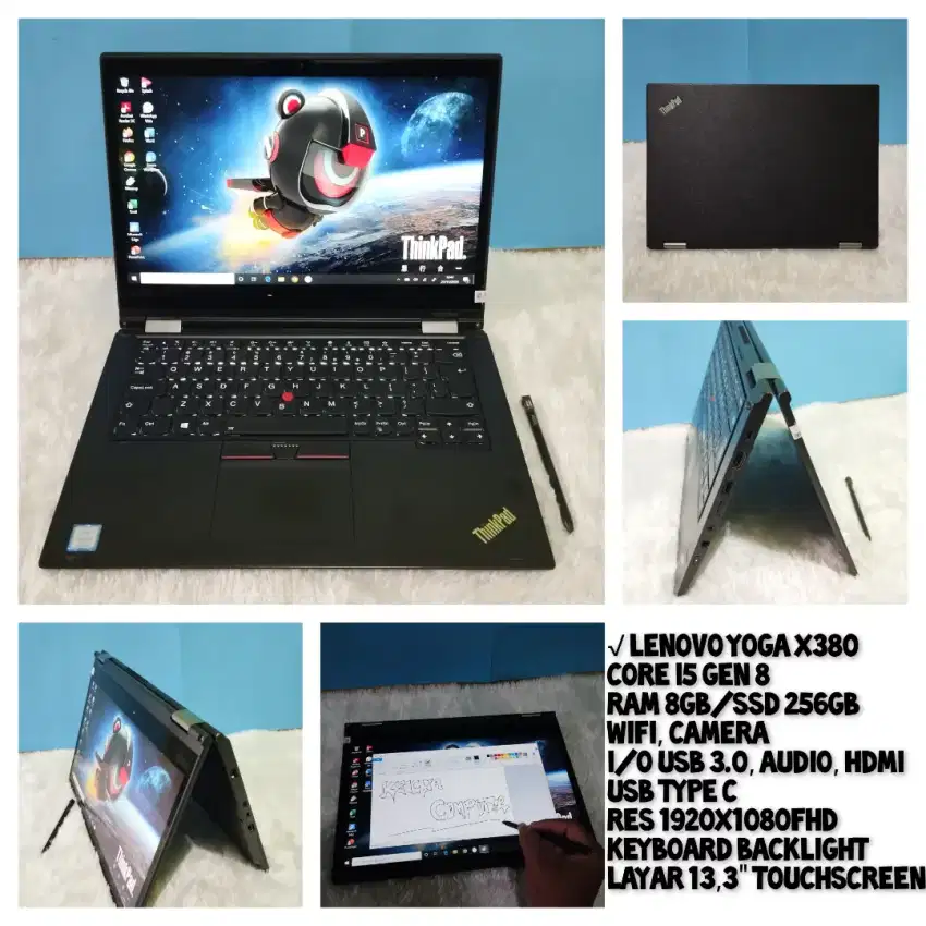 Laptop Thinkpad Yoga X380 Ci5 Gen 8/8/256 Slim Bisa dilipat 360